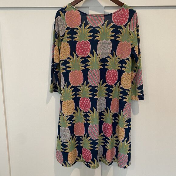 Simply Southern Dress Women Small Navy Blue Pineapple Tunic Stretch Preppy Beach - Picture 6 of 11